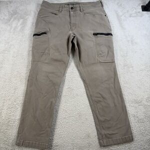 Duluth Trading Co Pants Mens 38x30 (Fit 36x28) Khaki Tan Flex Fire Hose Slim Fit